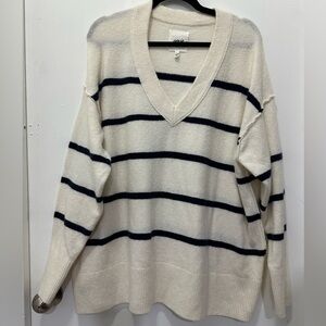 Aerie Stripe Navy Oversized Sweater Sz M